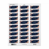 Elegante Navy Blue Floral Wedding Rücksendeadresse (Vorne)