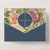 Elegante Navy Blue Foto Hochzeit Einladung (Rückseite)