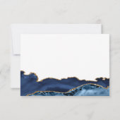 Elegante Navy Blue Gold Agate Wedding RSVP Card (Rückseite)