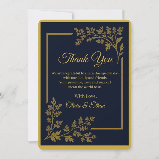 Elegante Navy Blue & Gold Foil Einladung zur Hochz (Rückseite)