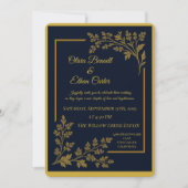 Elegante Navy Blue & Gold Foil Einladung zur Hochz (Vorderseite)