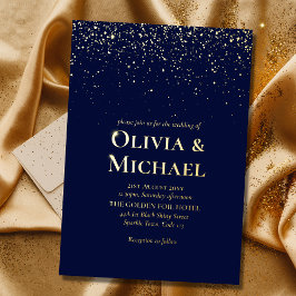 Elegante Navy Blue Gold Foil Wedding Folieneinladung
