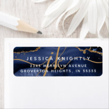 Elegante Navy Blue Gold Glitzer Monogram Initials