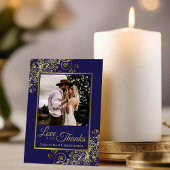 Elegante Navy Blue & Gold Liebe & Danke Hochzeit