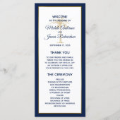 Elegante Navy Blue Gold Palm Tree Moderne Hochzeit Programm (Vorderseite)