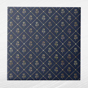 Elegante Navy Blue Gold Rose Fliese