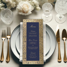 Elegante Navy Blue Gold Rose Vintage Wedding