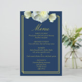Elegante Navy Blue Gold Script Menü Dbl Frame Card (Stehend Vorderseite)