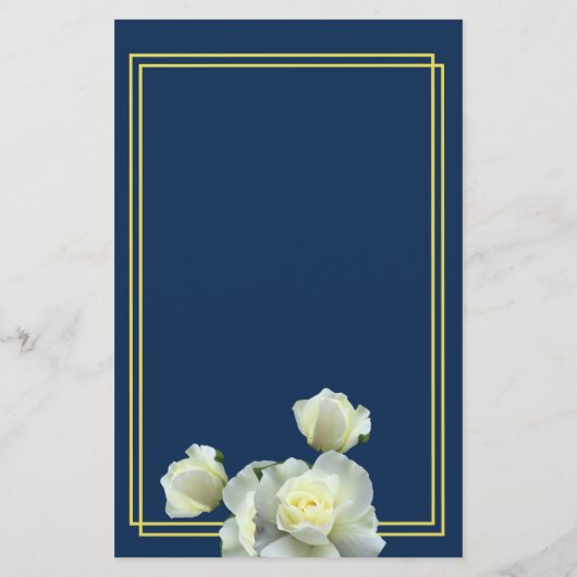 Elegante Navy Blue Gold Script Menü Dbl Frame Card (Rückseite)
