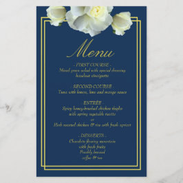 Elegante Navy Blue Gold Script Menü Dbl Frame Card