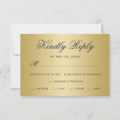 Elegante Navy Blue Gold Script Wahl Hochzeit RSVP Karte (Vorderseite)