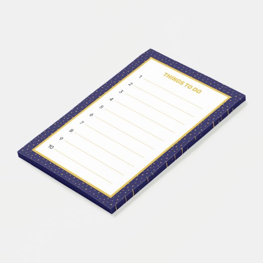 Elegante Navy Blue & Golden Editable Dinge zu tun Post-it Klebezettel (angewinkelt)