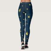 Elegante Navy Blue Golden Stars Leggings (Rückseite)
