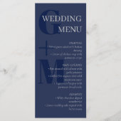 Elegante Navy Blue Gray Typografy Wedding Menu Menükarte (Vorderseite)