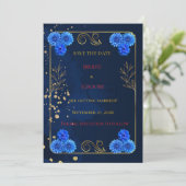 Elegante Navy-Blue-Hochzeit "Save the Date"-Vorlag Save The Date (Stehend Vorderseite)