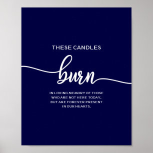 Elegante Navy Blue Hochzeitskerzen brennen Poster