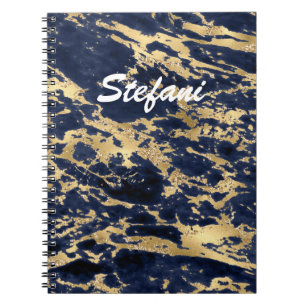 Elegante Navy Blue Imitats Gold Glitzer Notizblock