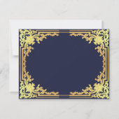 Elegante Navy Blue Imitats Goldene Jahreszeit RSVP Karte (Rückseite)