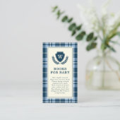 Elegante Navy Blue Kariert Monogram Books for Baby Begleitkarte (Stehend Vorderseite)