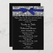 Elegante Navy Blue Lace Probe Einladung (Vorne/Hinten)