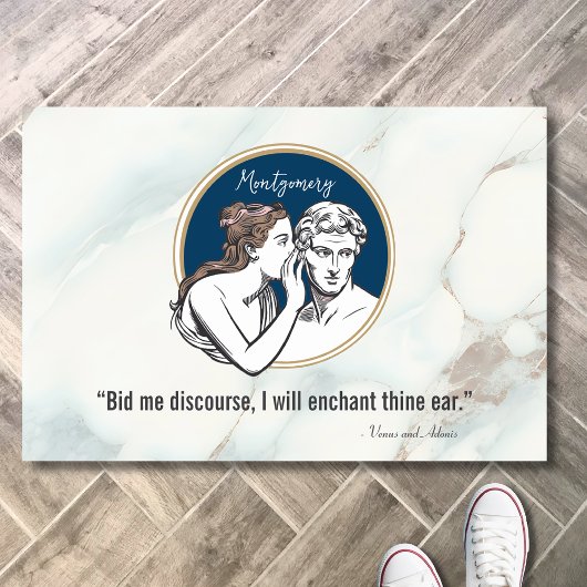 Elegante Navy Blue Marble Quote Housewarming Fußmatte