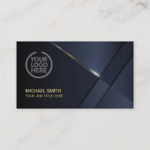 Elegante Navy Blue Modern Gold Line Beruflich Visitenkarte (Vorderseite)