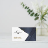 Elegante Navy Blue Modern Gold Line Beruflich Visitenkarte (Stehend Vorderseite)