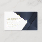 Elegante Navy Blue Modern Gold Line Beruflich Visitenkarte (Rückseite)