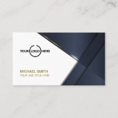 Elegante Navy Blue Modern Gold Line Beruflich Visitenkarte (Vorderseite)