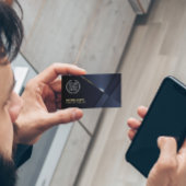 Elegante Navy Blue Modern Gold Line Beruflich Visitenkarte