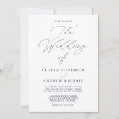 Elegante Navy Blue Moderne Minimalistische Hochzei Einladung (Vorderseite)