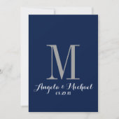 Elegante Navy Blue Monogram Hochzeit Einladung (Vorderseite)