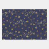 Elegante Navy Blue n Gold Snowflake Weihnachtsstar Geschenkpapier Set (Vorderseite)
