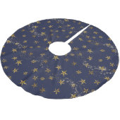 Elegante Navy Blue n Gold Snowflake Weihnachtsstar Polyester Weihnachtsbaumdecke (Schrägansicht)