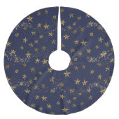 Elegante Navy Blue n Gold Snowflake Weihnachtsstar Polyester Weihnachtsbaumdecke (Vorderseite)