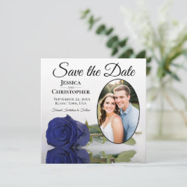 Elegante Navy Blue Rose auf der Hochzeit des White Save The Date