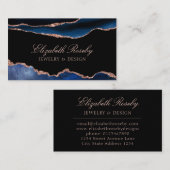 Elegante Navy Blue Rose Gold Agate Geode Visitenkarte (Vorne/Hinten)