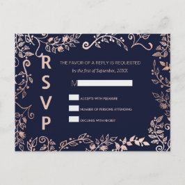 Elegante Navy Blue Rose Gold Floral UAWG Postkarte