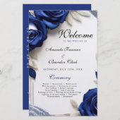 Elegante Navy Blue Rose & Silver Glitzer Hochzeit (Vorne/Hinten)