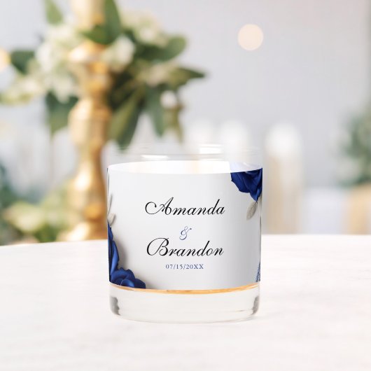 Elegante Navy Blue Rose & Silver Glitzer Hochzeit Whiskyglas (Insitu (Hochzeit))