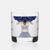 Elegante Navy Blue Rose & Silver Glitzer Hochzeit Whiskyglas (Links)