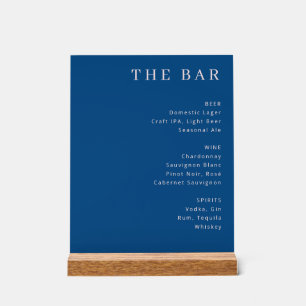 Elegante Navy-Blue-Serifen-Leisten-Speisekarte Acrylschild