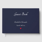 Elegante Navy Blue Silver Foil Hochzeiten Jahresta Gästebuch (Vorderseite)
