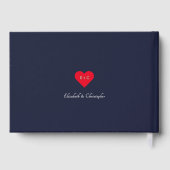 Elegante Navy Blue Silver Foil Hochzeiten Jahresta Gästebuch (Rückseite)