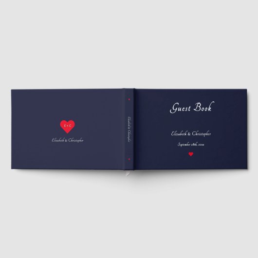 Elegante Navy Blue Silver Foil Hochzeiten Jahresta Gästebuch (Voll)