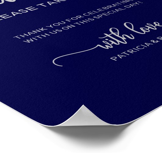 Elegante Navy Blue Silver Gastgeschenke Hochzeiten Poster (Ecke)