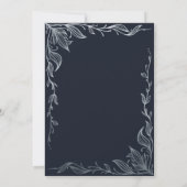Elegante Navy Blue Silver Gezeichnet Blumenzwiebel Einladung (Rückseite)