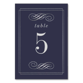 Elegante Navy Blue Silver Wedding Tischnummern