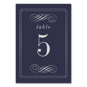 Elegante Navy Blue Silver Wedding Tischnummern