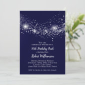 Elegante Navy Blue Sky und Stars Birthday Einladung (Stehend Vorderseite)